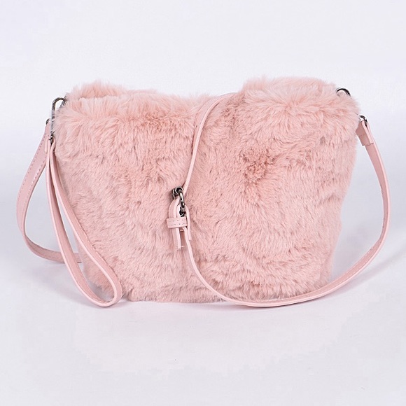 Faux Fur Dusty Pink Crossbody - Picture 1 of 3